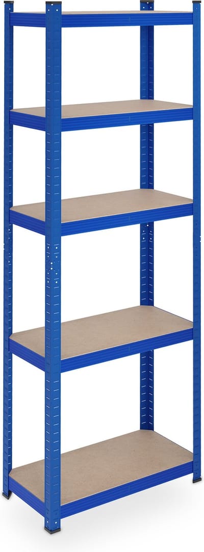 stellingkast - 500 kg - 180 x 60 x 30 cm - 5 planken - met steeksysteem - garage - blauw