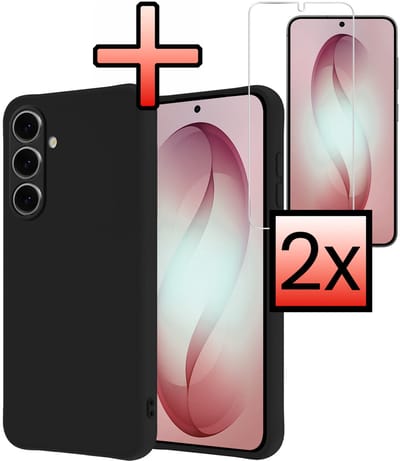 Hoesje - Met 2x Screenprotector - Geschikt voor Samsung Galaxy S26 - Sterk & Shockproof - Back Cover - Siliconen Case - Telefoon Hoes - Zwart