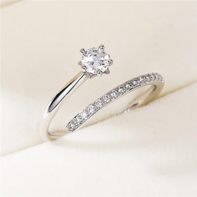 Huitan Magnifiques Bagues à Ouverture Réglable pour Femmes pour Fiançailles Mariage Accessoires de Fête Esthétique Bagues Féminines Bijoux Livraison Directe resizable
