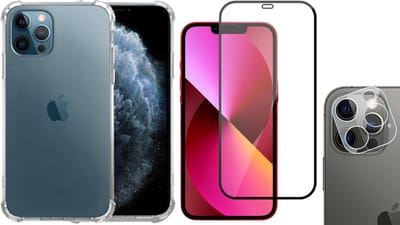 TechNow Shock Proof Backcover geschikt voor iPhone 13 Pro - Full Screenprotector en Camera Screen Protector - Transparant