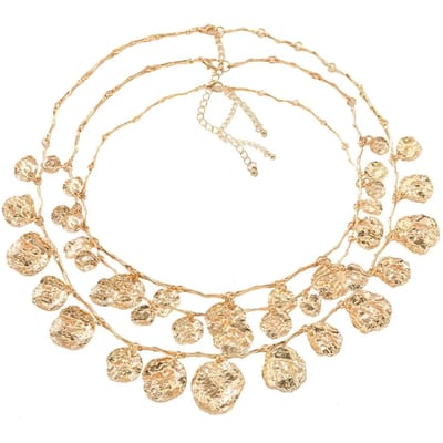 2024 Mode Sieraden Goudkleurig Vintage Coole Stijl Meerdere Lagen Hanger Gestapelde Geometrische Ronde Hanger Munt Ketting beige