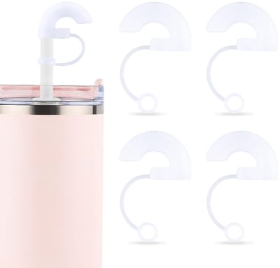Cosensi - Dailygoods - Set van 4 Rimpelbestendige Siliconen Rietjes met Doppen
