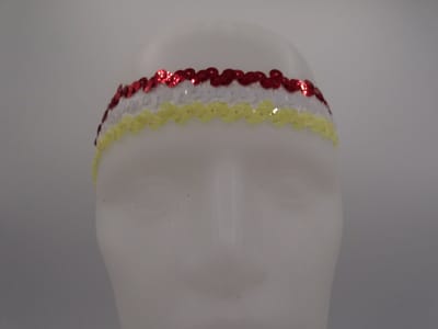 Hoofdbandje met pailletten rood wit geel/Oeteldonk