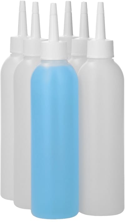 6 x 250 ml ronde fles HDPE mat doorzichtig + Tuitdop wit- BPA Vrij - Niet Breekbaar - Plastic Flesjes Navulbaar - Met Dop - Lege Flessen - 6 stuks