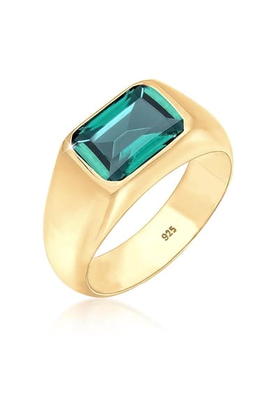 Elli PREMIUM - Ring - Zegel met Granaat Edelsteen Rode Trend van 925 Sterling Zilver - Dames
