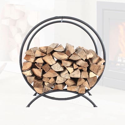 Houtopslag Rek - Haardhout Houder - Haardhout Opslag - Verhoogde Basis - 3 kg - Zwart