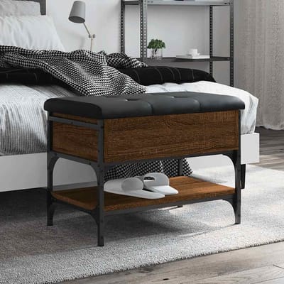 vidaXL - Schoenenbank - 62x42x45 - cm - bewerkt - hout - bruin - eikenkleur