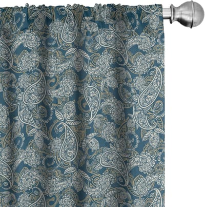 ABAKUHAUS Paisley Raamdecoratie – 2-delig Paneelset 150x175 cm Donkerblauw