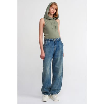 Hoge Taille Wijde Pijpen Katoenen Denim Jeans