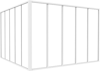 Vente-unique Glazen hoekbinnenraam met industriële stijl van gepoedercoat aluminium - L150 x L150 x H105 - Wit - BAYVIEW