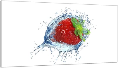 TMK ArtDeko Serie - Beschermplaat Glas - Aardbeienmotief - 90x52 cm