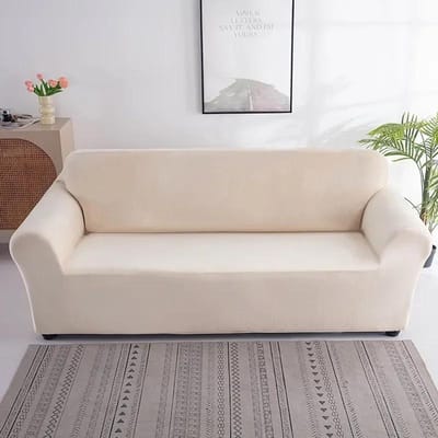 Housse de Canapé Élastique Intégrale en Velours Renard Argenté Chaise Accoudoir Canapé Protection Douce Anti-griffures de Chat Animal de Compagnie Housse de Coussin de Canapé 90-140cm beige