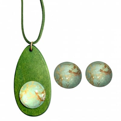 Set Amara -ketting- clip oorbellen -groen - Charme Bijoux