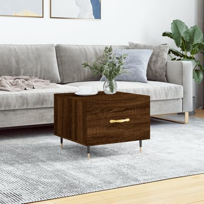 vidaXL - Salontafel - 50x50x40 - cm - bewerkt - hout - bruin - eikenkleur