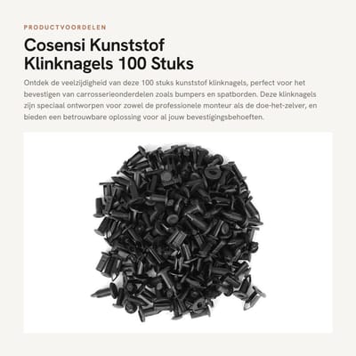 Dailygoods- Klinknagels 100 stuks - Kunststof Klinknagels - 8 mm Gat Diameter - Bumper/Spatbord Klinknagels - Vasthoudclips - Zwart