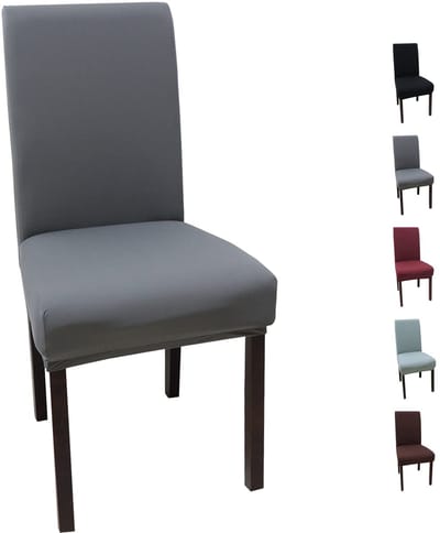 Stoelhoezen voor eetkamerstoelen, elastisch, modern, wasbaar, afneembaar, rekbaar, stoelhoes, universele pasvorm voor huis en hoteldecoratie (grijs)