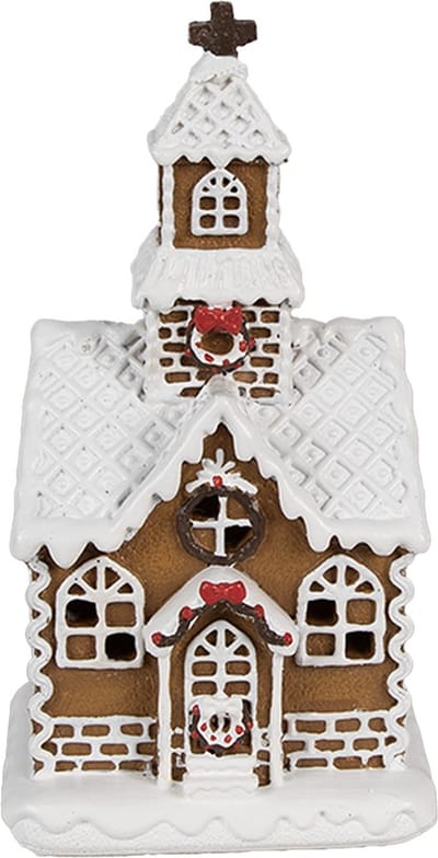 Clayre & Eef Gingerbread house met LED 8x7x15 cm Bruin Polyresin