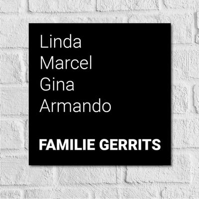 Acryl Varano-Line Naambordje - Familienaam + namen - 15 x 15 cm (incl. bevestigingsset) | Incl. 2 jaar garantie