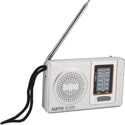 Draagbare Mini Noodradio FM/AM - Pocket Radio Speler - Radio voor Rampen - Radio op Batterijen - Transistor Radio op Batterijen - Kleine Radio - Zilver