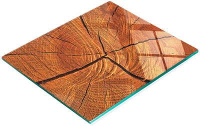 Multifunctionele decoratieve glazen keukenplank, houtbruin, 60x52 cm