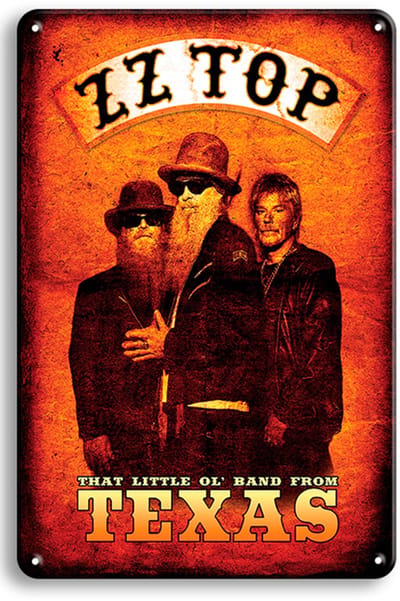 Signs-USA - Concert Sign - metaal - ZZ Top Texas - 30 x 40 cm
