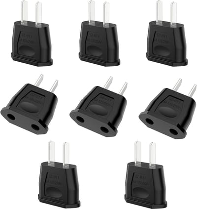 Thijox - VIEVRE EU naar US adapter 8 stuks zwart - Reisadapter voor Amerikaanse stekkers, geschikt voor VS, Japan, Canada, Thailand, en meer