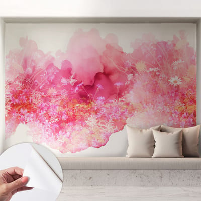 Coloray Zelfklevend Behang - Bloemenpatroon Zelfklevend fotobehang - 208x146 cm - Roze Zelfklevend Behang - Voor de slaapkamer, woonkamer en hal. - Peel-and-stick techniek - Stickerbehang op rol