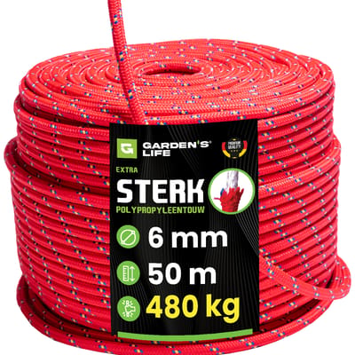Polypropyleen touw 50 - 200 m |   480 kg breekkracht |   Sterk PP touw van premium kwaliteit |   Gevlochten touw voor tuin, kamperen, boot, doe-het-zelf