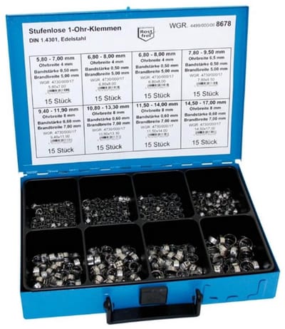 Dresselhaus RVS 1-slang Klemmen Assortiment – 120-delig – Traploos