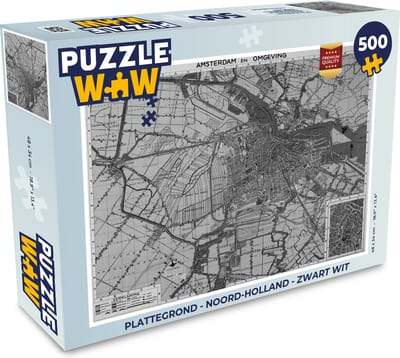 Puzzel Plattegrond - Noord-Holland - Zwart Wit - Legpuzzel - Puzzel 500 stukjes - Stadskaart