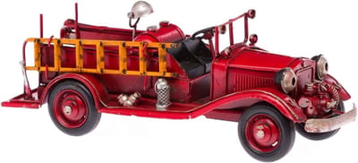 Nostalgie brandweerwagen model voertuig brandweer 25,5cm auto plaatwerk brandweerwagen