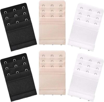 BH extender - 6x Beha verlengstuk - 3 Haaks - Beha band verlengen - Universeel - BH verengstukken - Lingerie & Badmode - Geschikt voor iedere BH - Beige/zwart/wit