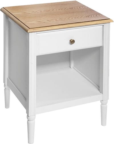 Nachtkastje met opslag 1 lade - wit - Hout|Pin|Frene - Wit - SILUMEN