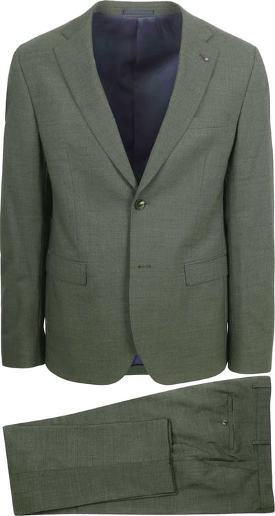 Suitable Strato Toulon Kostuum Wol Sterling Groen - Maat 46 - Heren
