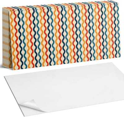 Coloray Plaktegels - Golven in een ritmisch patroon Zelfklevende Wandtegels - 40 cm x 20 cm - Romig Plaktegels - 10 stuks - Rechthoek PVC Tegels - Plaktegels Badkamer - Vloertegels Zelfklevend - Vinyl Tegels - Portugese Tegels