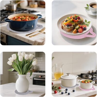 Dailygoods- Onderzetters Hittebestendig - Onderzetters Katoen - Onderzetters voor Glazen - Onderzetters voor Pannen - Onderzetters met Houder - 2 Stuks 18x18 cm - Trivet