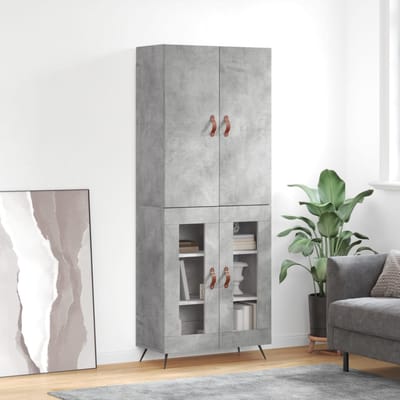 vidaXL - Hoge - kast - 69,5x34x180 - cm - bewerkt - hout - betongrijs