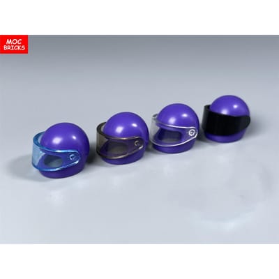 MOC Stenen Paars Motorhelm 4cm Figuur Kleding 30006 30124 88415 2446 2447 Vizier Hoed Bouwstenen Kinderspeelgoed blue