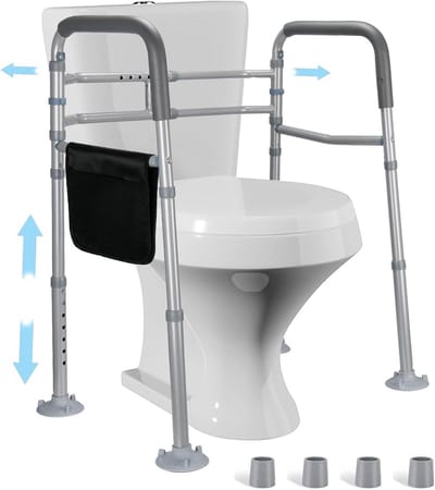 In hoogte Verstelbare Toiletstoel Opstahulp voor Ouderen en Gehandicapten - Antislip