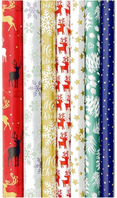 Kerstmis cadeaupapier - Kerstpapier inpakpapier voor Kerst - diversen afmetingen - 7 rollen