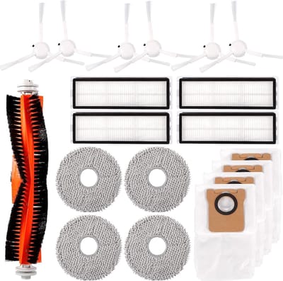 19 accessoires voor Dreame L10s Ultra-stofzuiger, 1 * hoofdborstel, 6 * zijborstels, 4 * stofzakken, 4 * filters, 4 * doekjes voor Dreame L10s Ultra-stofzuiger