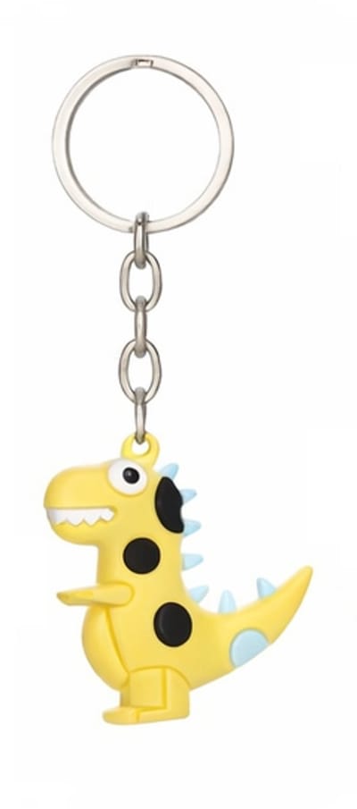 Dino Sleutelhanger 3D – Dino met Stippen Geel – Dinosaurus Rugzak Hanger – Tas Accessoire