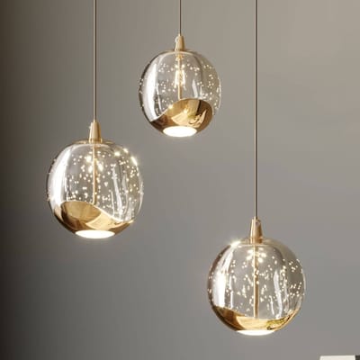 Lucande LED hanglamp Hayley, Ø 25 cm, 3-lamps, goud, glas