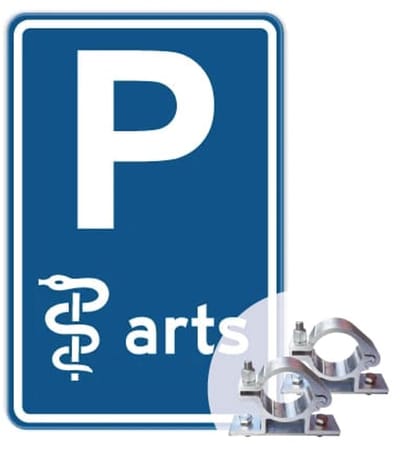 Parkeerbord Arts - blauw - Weerbestendig Aluminium - 40x60 cm - Bevestiging: Met paalbeugels Ø48mm