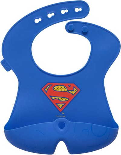 Superman b.box Siliconen Slab | Openblijvende Opvangbak | Oprolbaar voor Eenvoudig Gebruik Onderweg | Antikleef Siliconen | Verstelbare, Taps Toelopende Pasvorm | Vaatwasserbestendig | Vanaf 4 maanden+