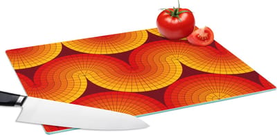 Glazen Snijplank - 39x28 - Design - Retro - Rood - Abstract - Snijplanken Glas