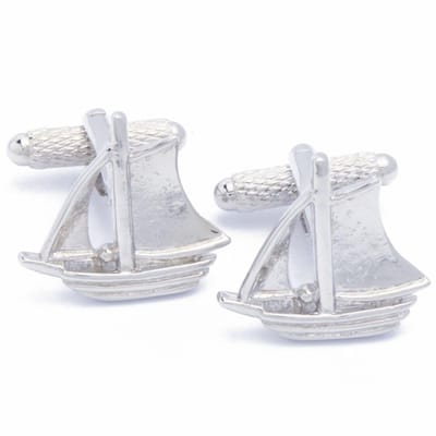 Manchetknopen - Boot Zeilboot Twee Zeilen Zilver