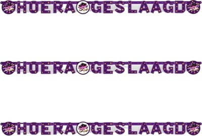 Haza Letterslinger geslaagd thema - 3x - paars/wit - karton - 170 cm - diploma examenfeest versiering