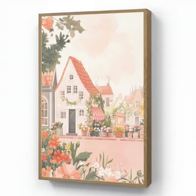 Wandlamp 70x100 cm - Oplaadbaar - Bloemen - Huizen - Dorp - Wandlampen binnen woonkamer - Slaapkamer lamp - Decoratieve nachtlamp - Vloerlamp draadloos