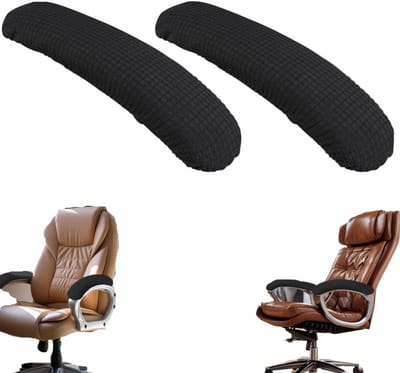 Armleuninghoezen - armleuninghoezen voor bureaustoelen - armleuningbeschermers voor draaistoelen - half omwikkelde elastische armleuninghoezen - gebruikt voor bureaustoelen, gamingstoelen, draaistoelen, relaxfauteuils (25*9cm - zwart)